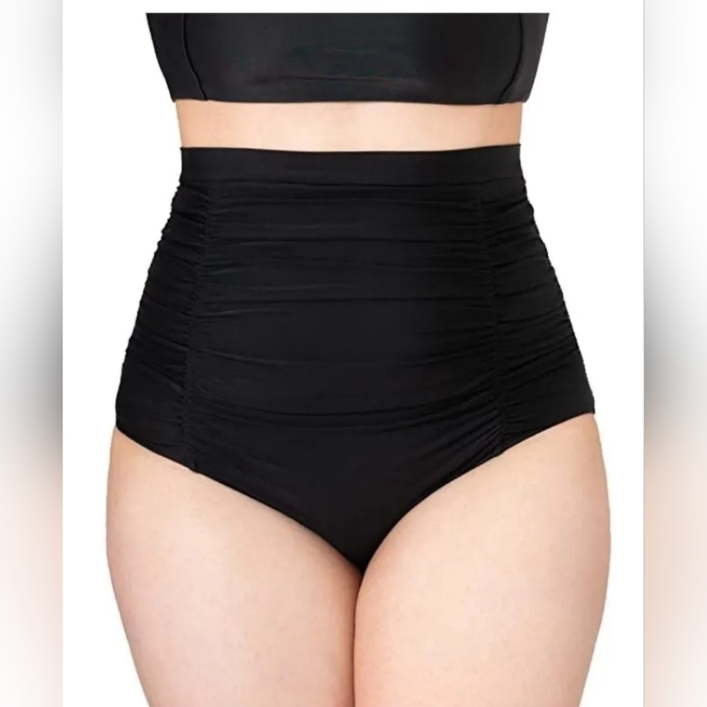Full Coverage High-Waisted Control Shapewear Black Bikini Bottom Size XXL 16-18